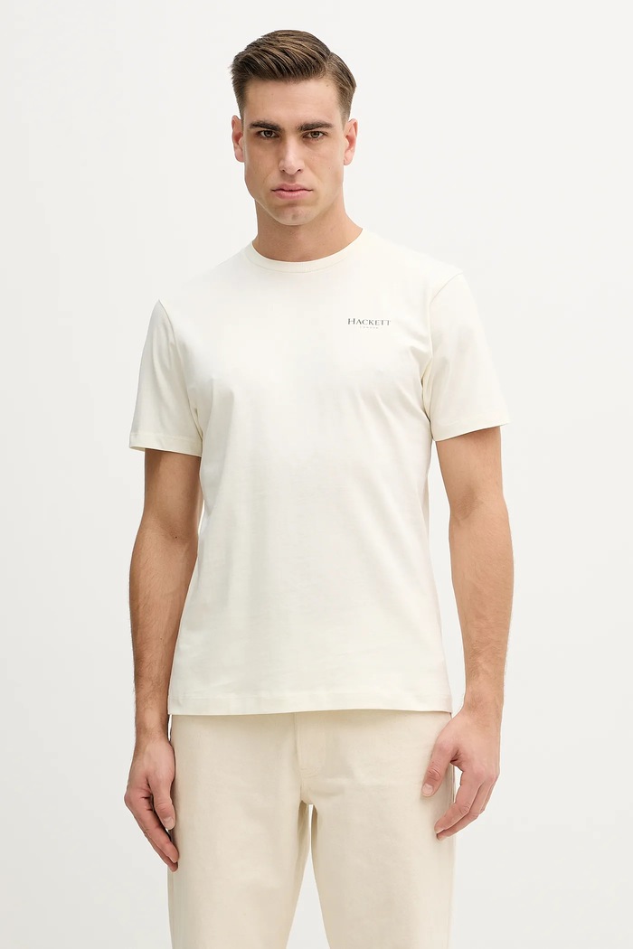 Бавовняна футболка Hackett London бавовна бежевий HM5000067