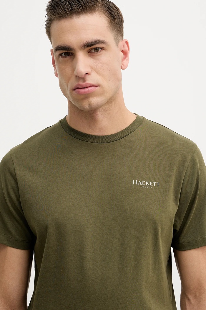 Bavlněné tričko Hackett London zelená HM5000067