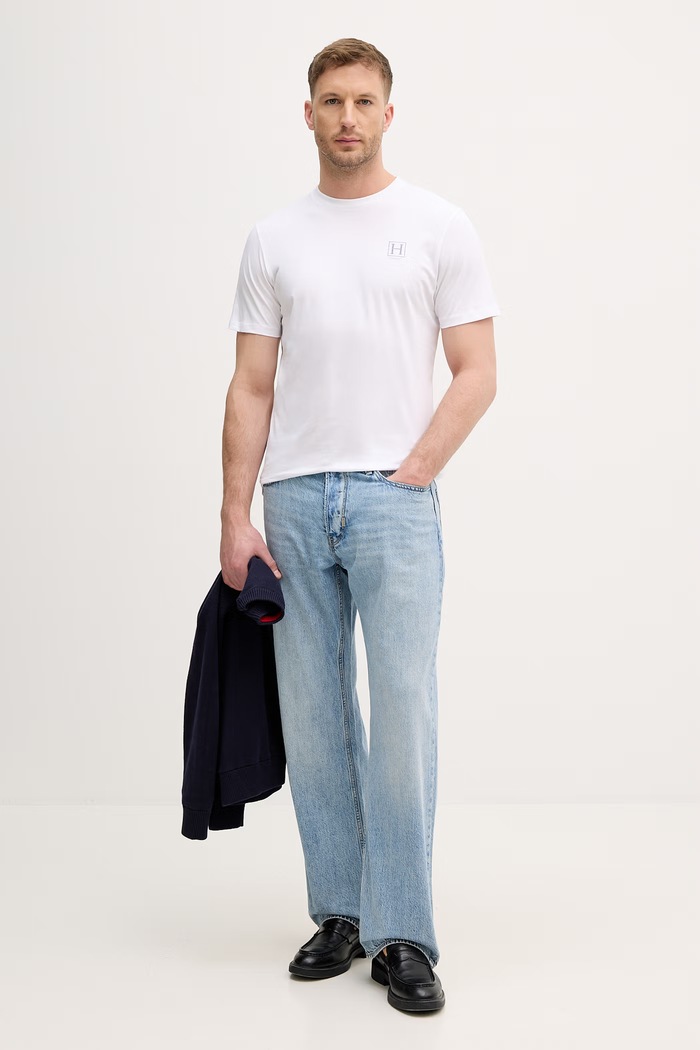 Hackett London tričko pánske bavlnené HM5000077 biela SS26
