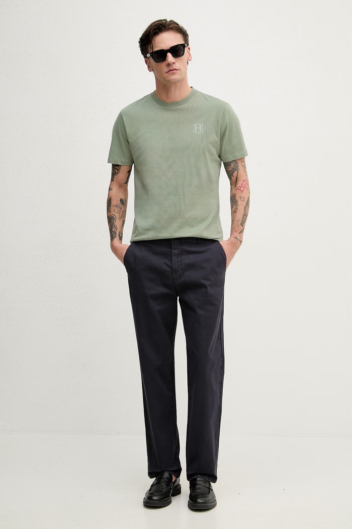 Hackett London tričko pánske bavlnené HM5000077 zelená SS26