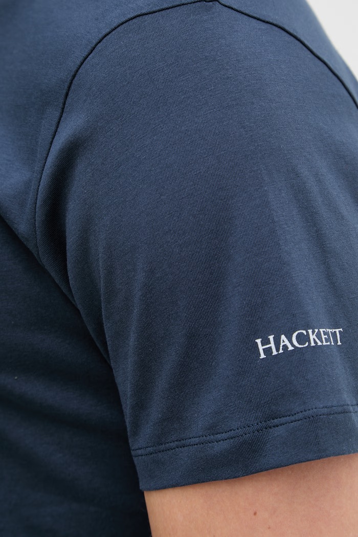 Bombažna kratka majica Hackett London HM5000083 mornarsko modra
