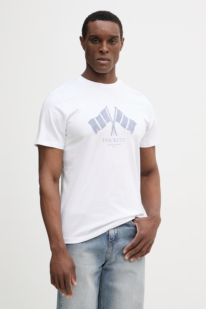 Bavlnené tričko Hackett London slim biela HM5000084