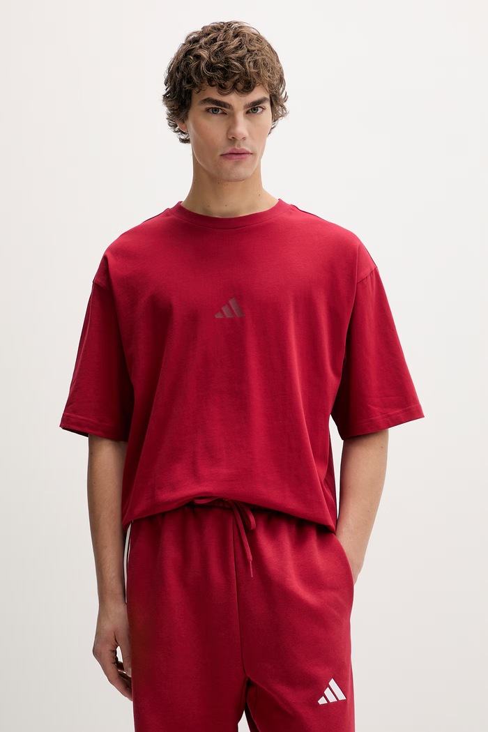 Bavlnené tričko adidas relaxed červená KD7647