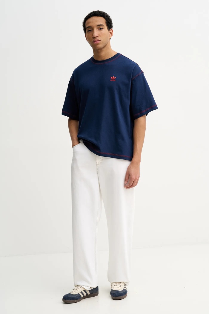Bavlnené tričko adidas Originals KE1206 tmavomodrá SS26