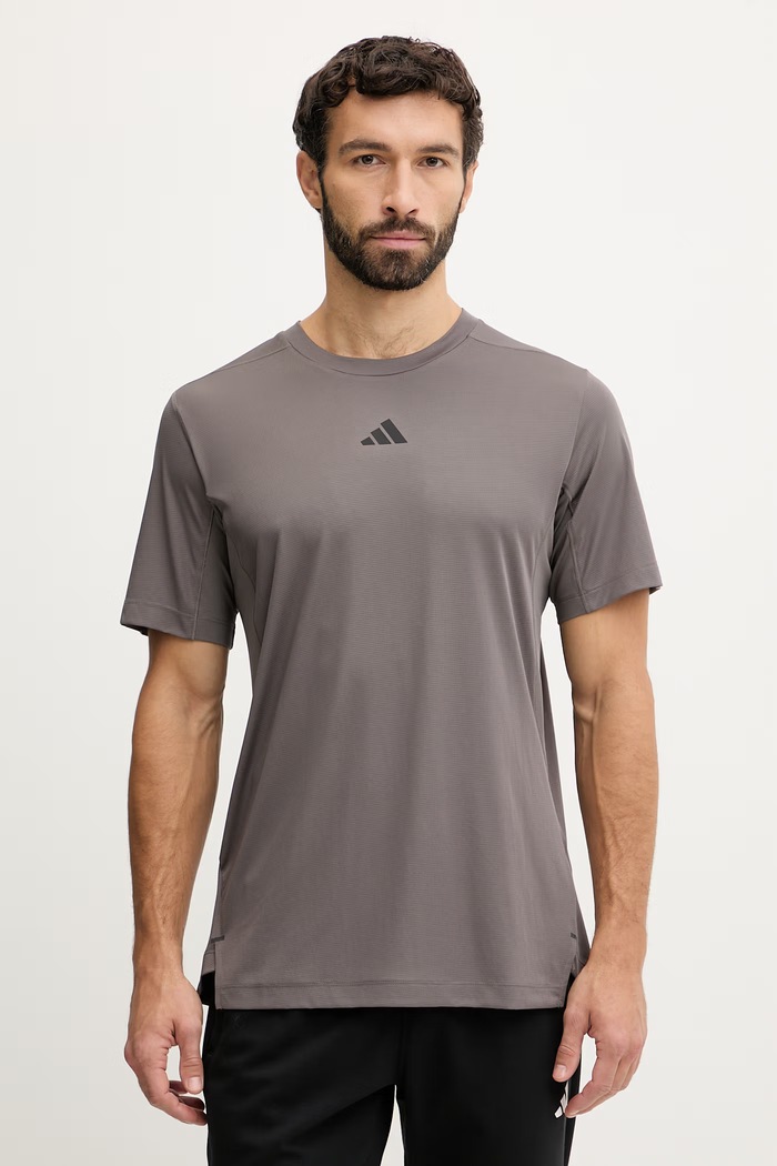 Tréningové tričko adidas Performance potlač sivá KE9936