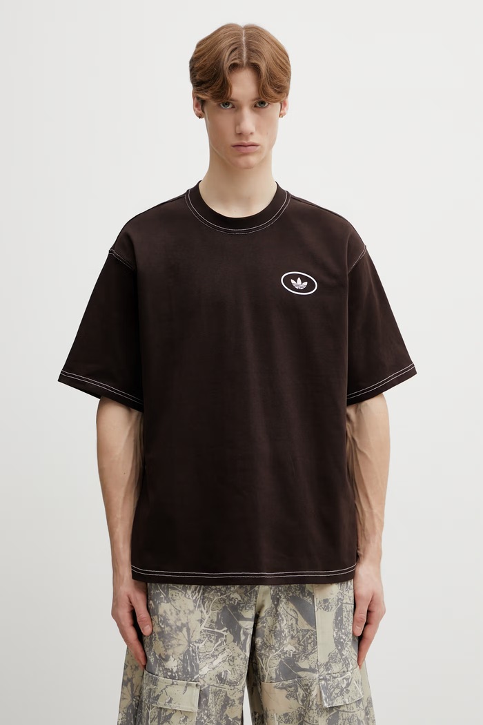 Odzież adidas Originals t-shirt bawełniany KG6436 brązowy