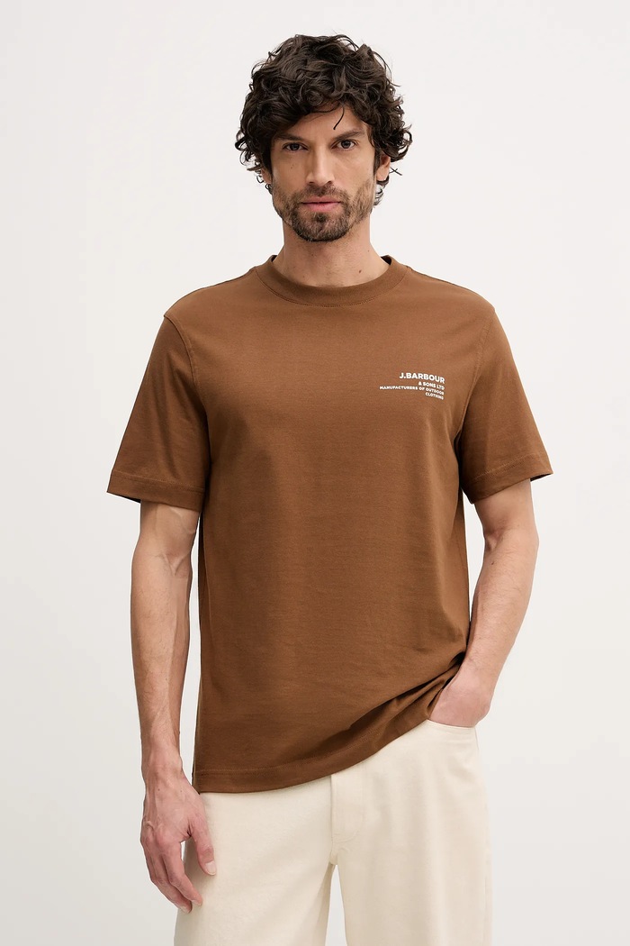 Ρούχα Βαμβακερό μπλουζάκι Barbour Parkend MTS1541 καφέ