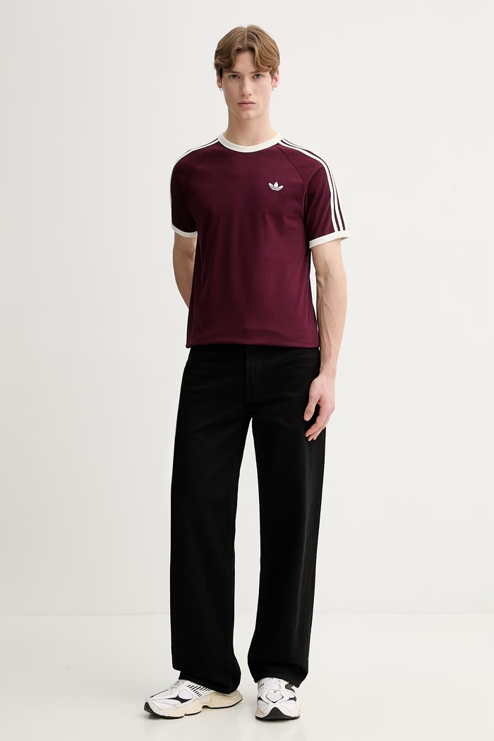 Bavlnené tričko adidas Originals KQ9639 burgundské SS26