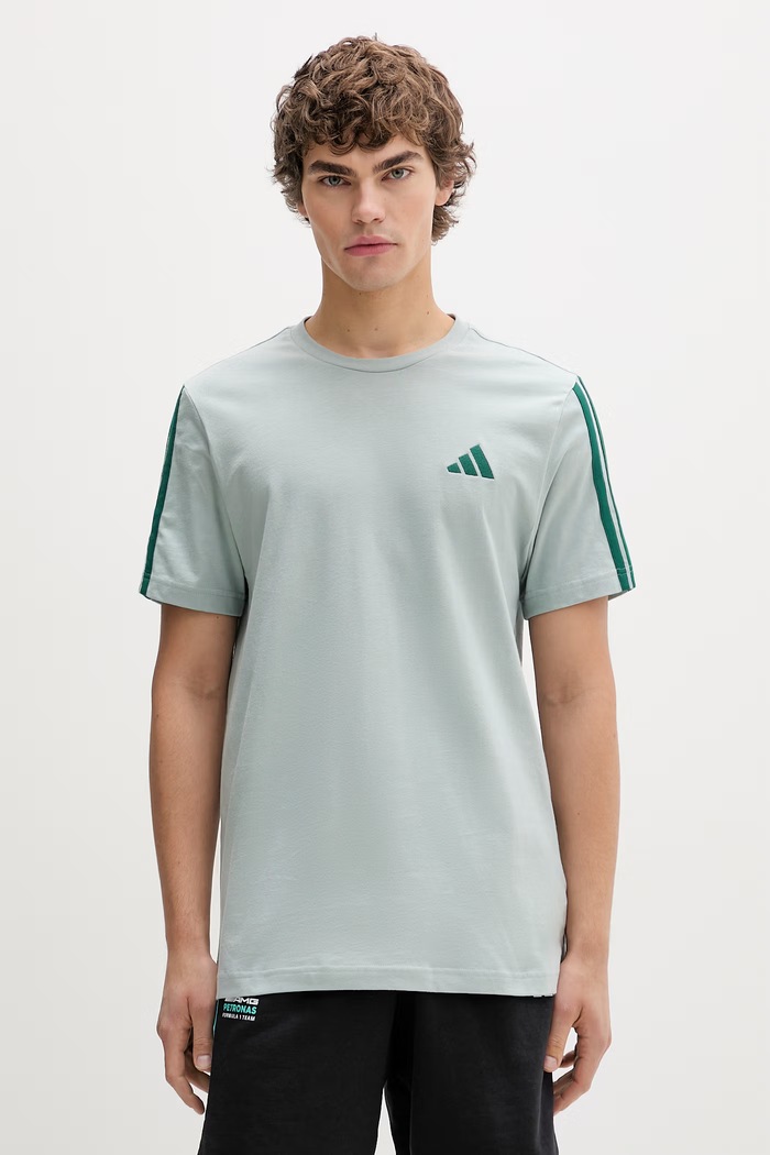 Памучна тениска adidas щампа тюркоазен KT0556