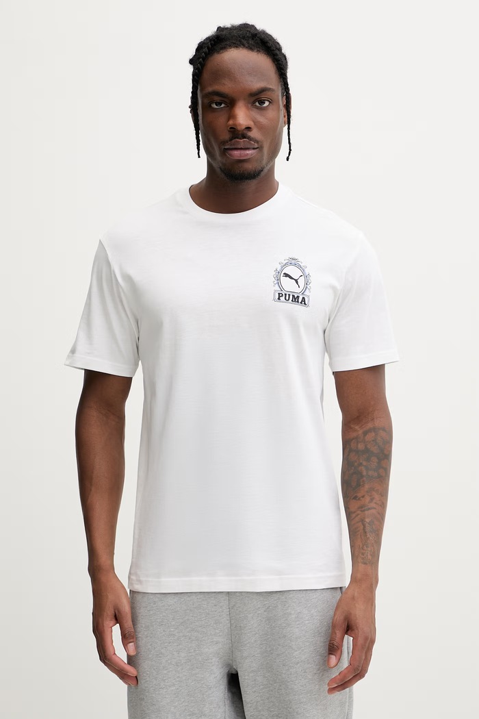 Oblečenie Puma pánske bavlnené tričko GRAPHIC 634437 biela