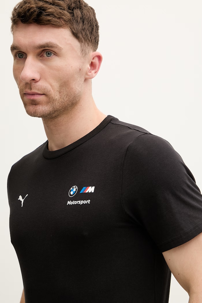 Памучна тениска Puma BMW Essential Logo черен 634897