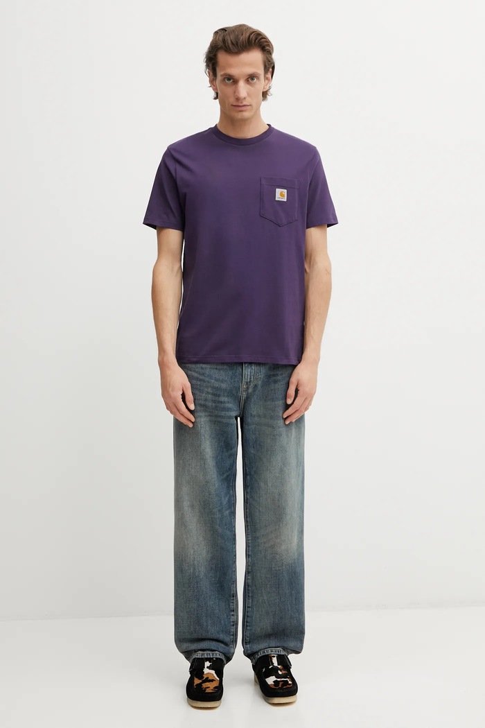 Carhartt WIP t-shirt bawełniany SS Pocket T-Shirt I030434.889XX fioletowy
