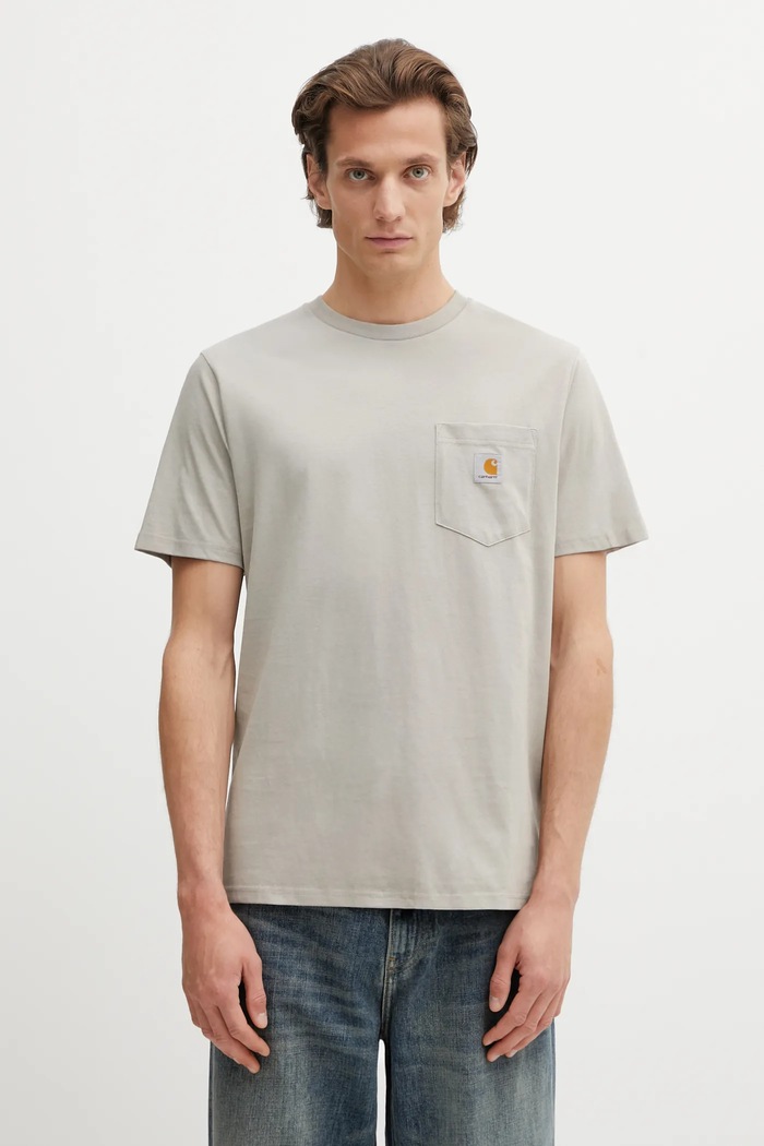 Bavlněné tričko Carhartt WIP SS Pocket T-Shirt regular béžová I030434.3GEXX