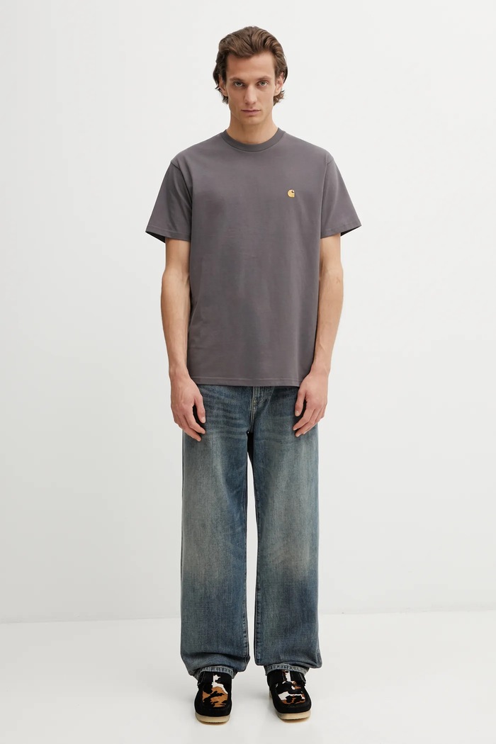Bavlněné tričko Carhartt WIP SS Chase T-Shirt I026391.3H5XX šedá