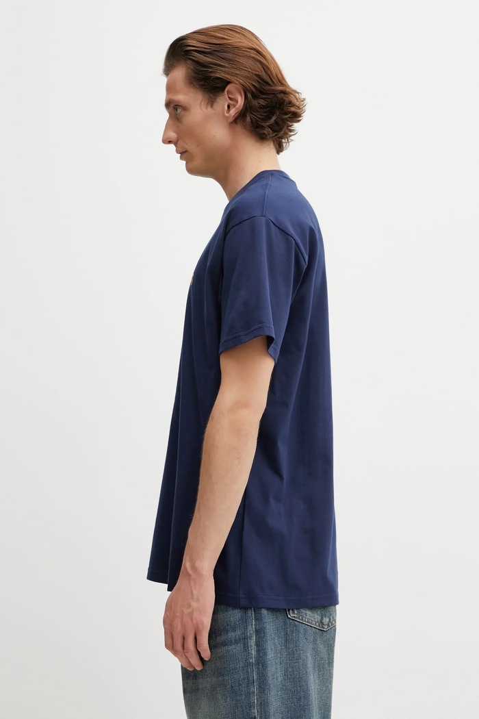 Bavlněné tričko Carhartt WIP SS Chase T-Shirt I026391.3H6XX námořnická modř SS26
