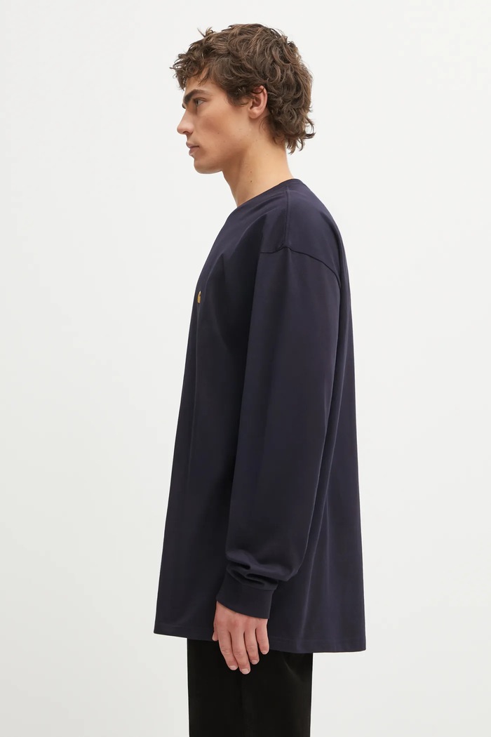 Carhartt WIP cotton longsleeve top LS Chase T-Shirt I026392.00HXX navy SS26