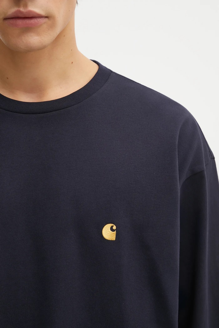 Carhartt WIP cotton longsleeve top LS Chase T-Shirt navy I026392.00HXX