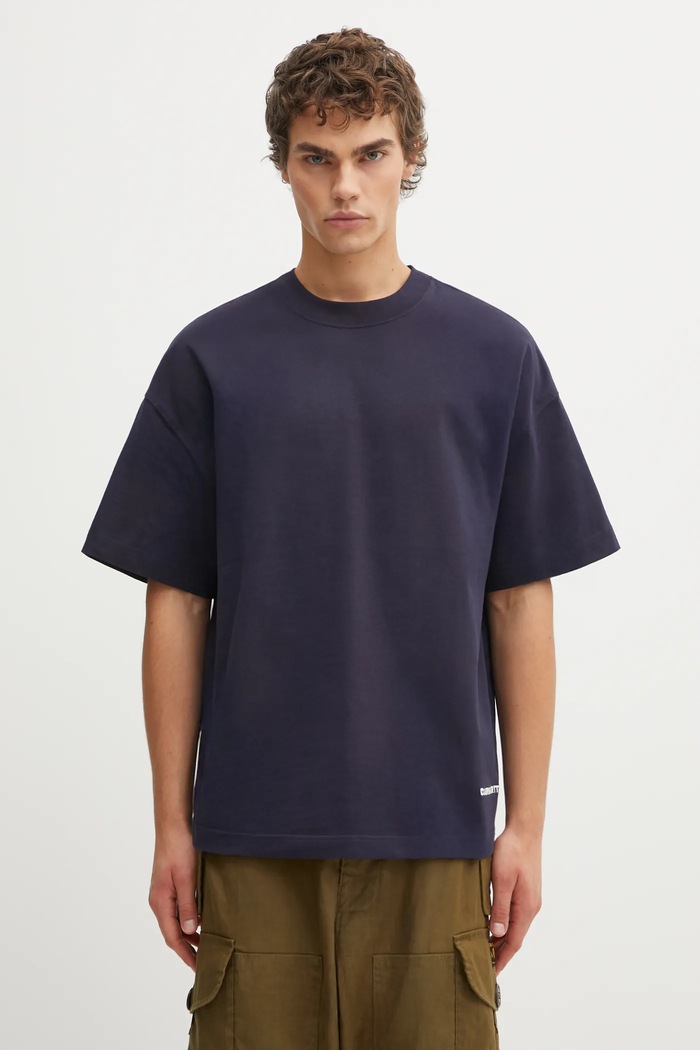 Bavlnené tričko Carhartt WIP SS Link Script T-Shirt relaxed tmavomodrá I031373.00BXX