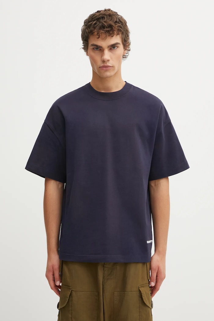 Bavlnené tričko Carhartt WIP SS Link Script T-Shirt relaxed tmavomodrá I031373.00BXX