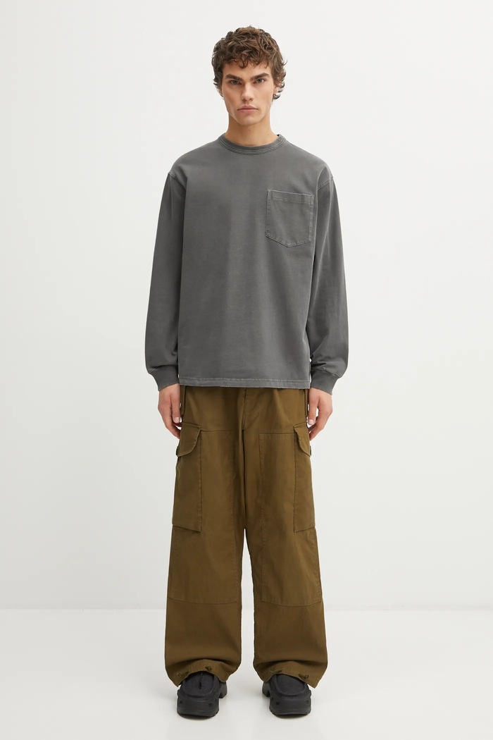 Bavlněné tričko s dlouhým rukávem Carhartt WIP LS Torion Pocket T-Shirt šedá I035958.89B7