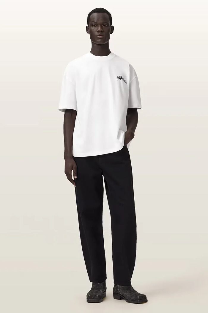 Одежда Хлопковая футболка AllSaints DESCENT M044PD белый
