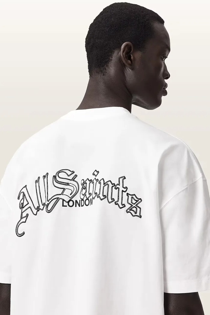 Хлопковая футболка AllSaints DESCENT M044PD белый