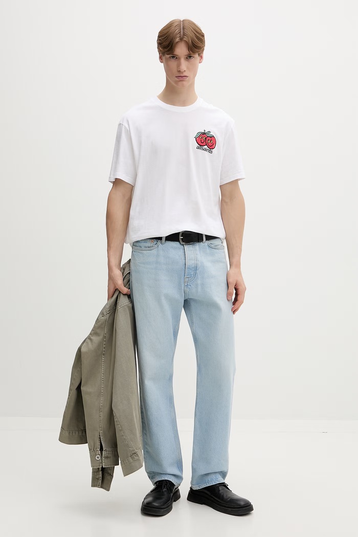 AllSaints basic tričko pánské bavlněné MUTUAL M113PE béžová SS26