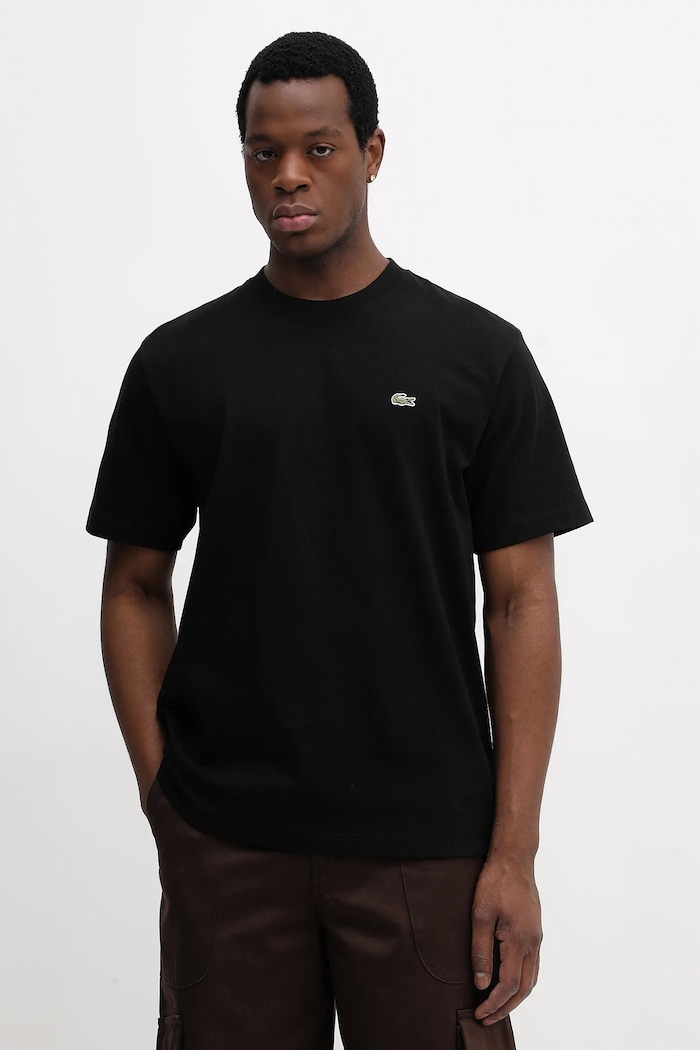 Lacoste t-shirt da uomo in cotone rilassato nero TH0876