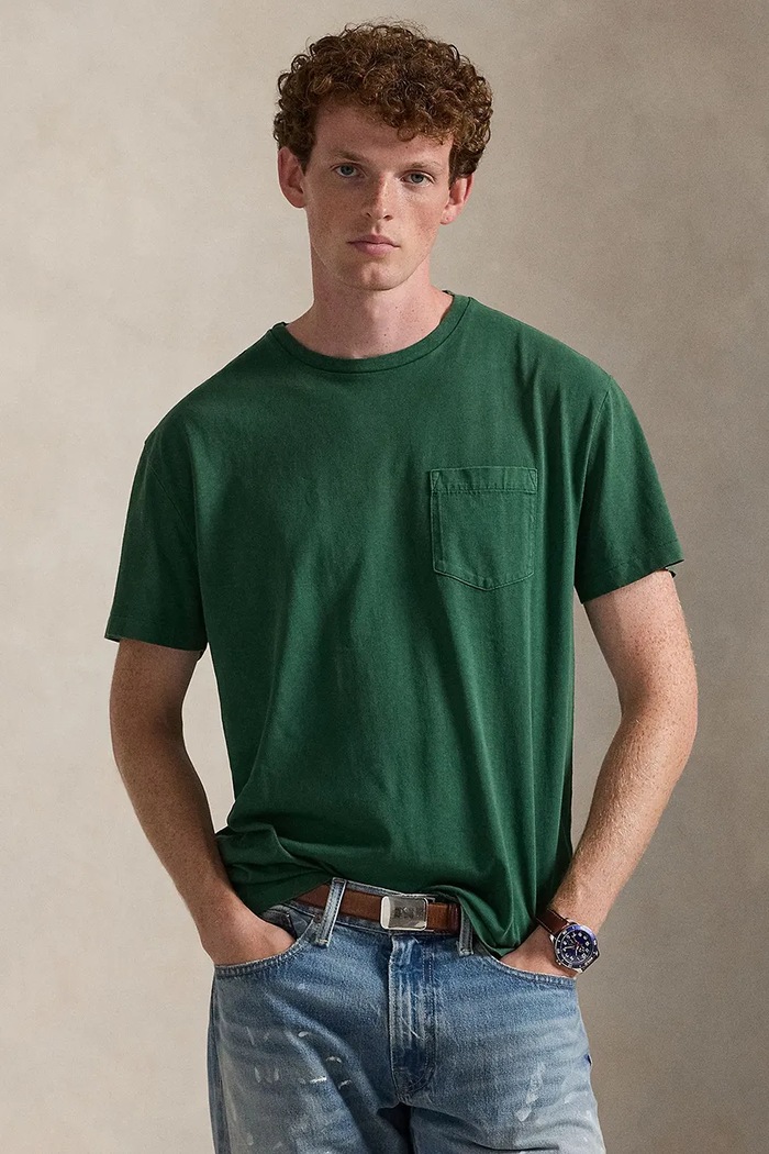 Памучна тениска Polo Ralph Lauren WEATHERED 20/2 стандартна зелен 710977904014