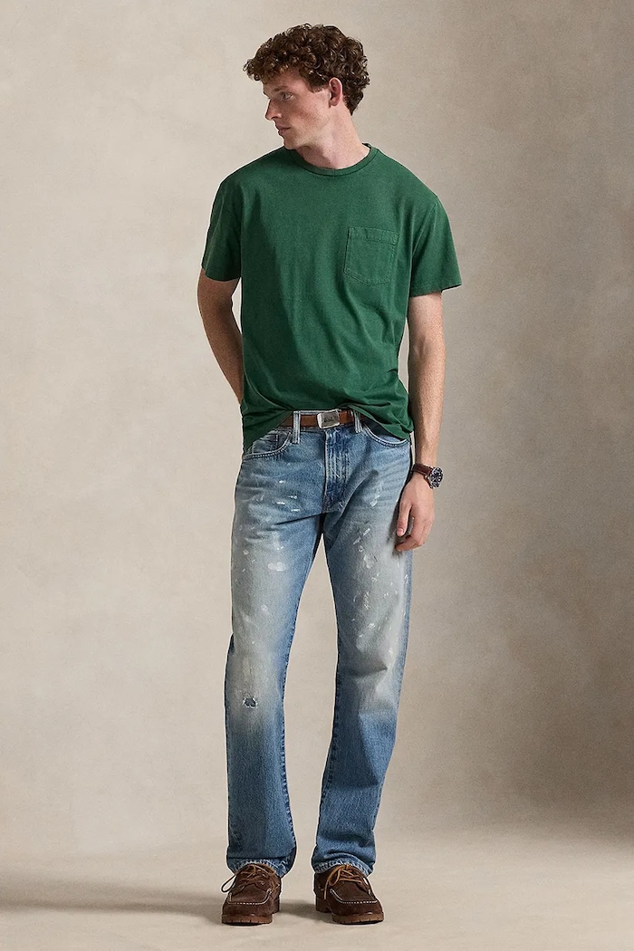 Дрехи Памучна тениска Polo Ralph Lauren WEATHERED 20/2 710977904014 зелен
