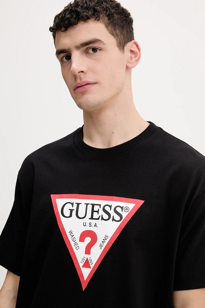 Guess Jeans pamut póló fekete M4YI45.K8FQ4
