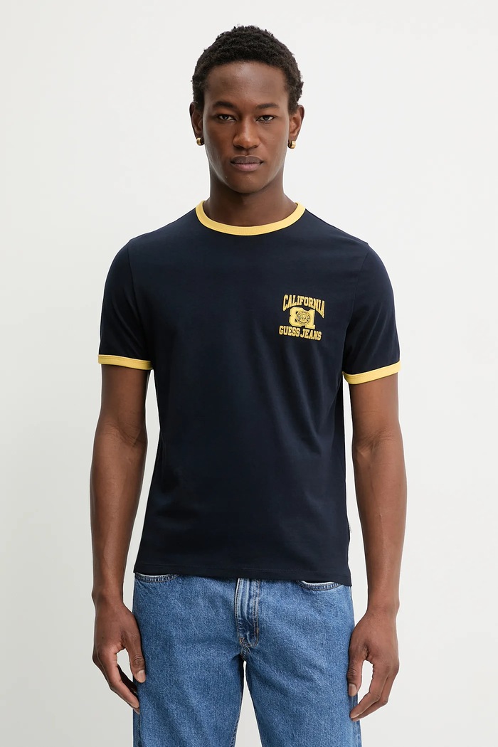 Guess Jeans pamut póló pamut sötétkék M6RI39.K8HM0