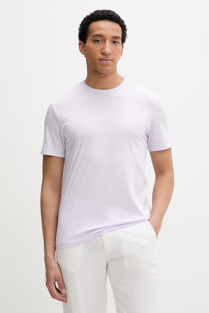 Calvin Klein t-shirt ανδρικό βαμβακερό μωβ LV04LC255G