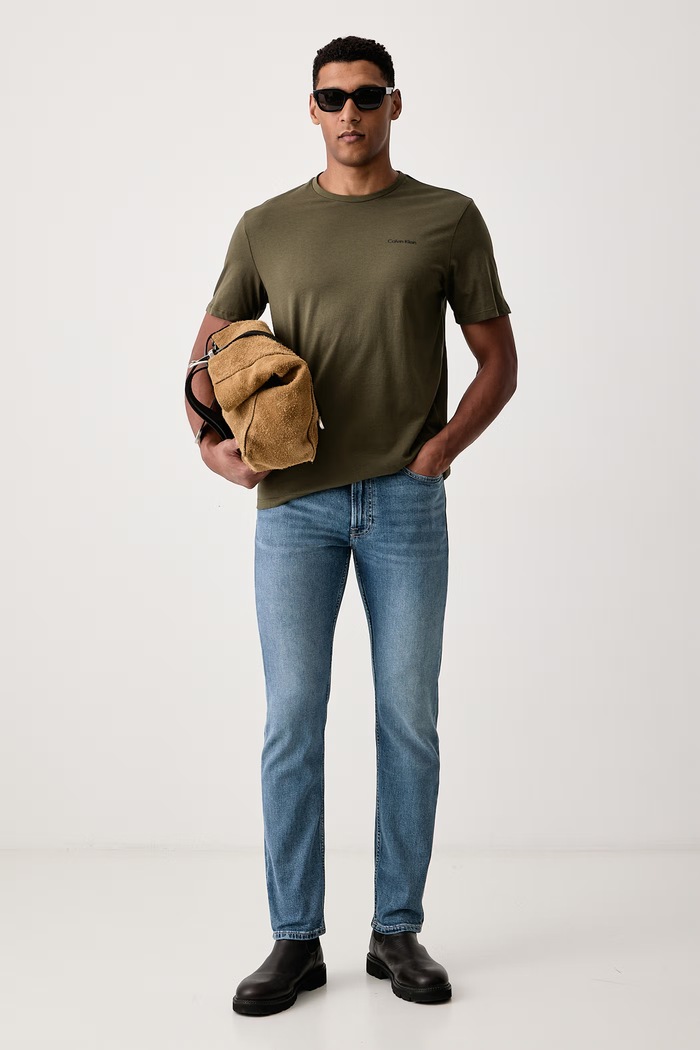 Calvin Klein T-shirt męski bawełniany LV04LC255G zielony SS26
