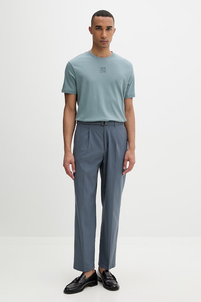 Calvin Klein T-shirt męski bawełniany LV04LF243G zielony SS26