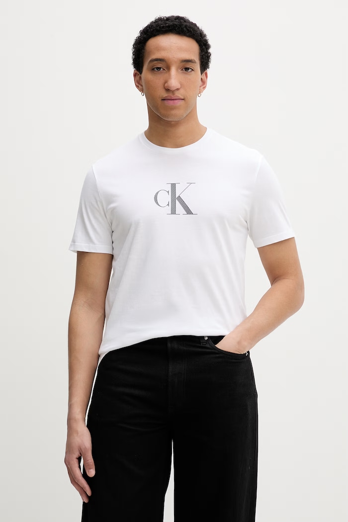 Calvin Klein tričko pánske bavlnené LV04RF853G biela SS26