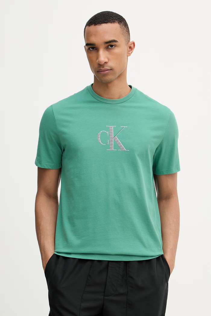 Calvin Klein tričko pánske bavlnené zelená LV04RF853G