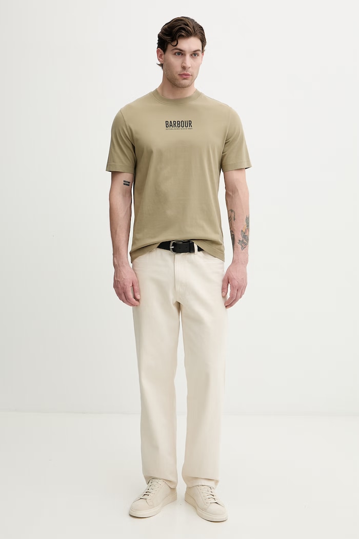 Barbour tričko pánske bavlnené MTS1552 zelená SS26