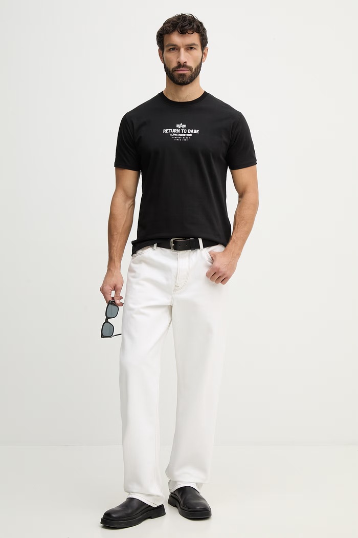Alpha Industries cotton t-shirt Return To Base 266506 black SS26