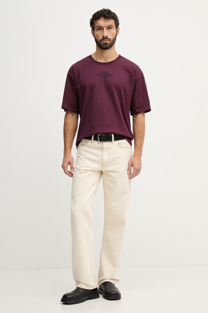 Bavlnené tričko Alpha Industries Scorpion Cyborg 266515 burgundské SS26