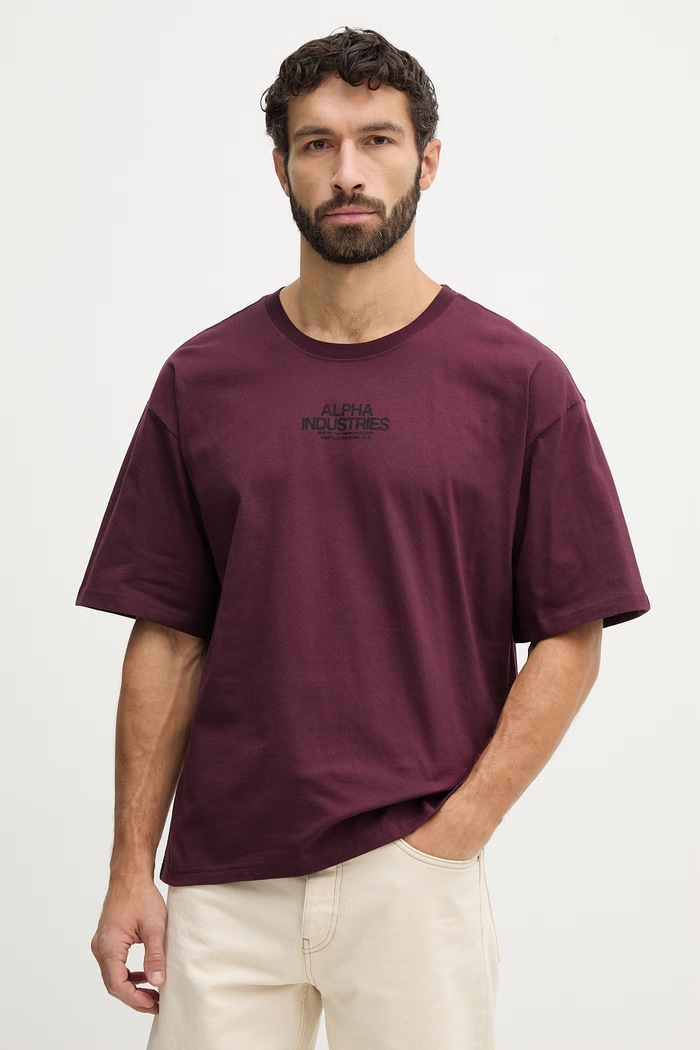 Oblečenie Bavlnené tričko Alpha Industries Scorpion Cyborg 266515 burgundské