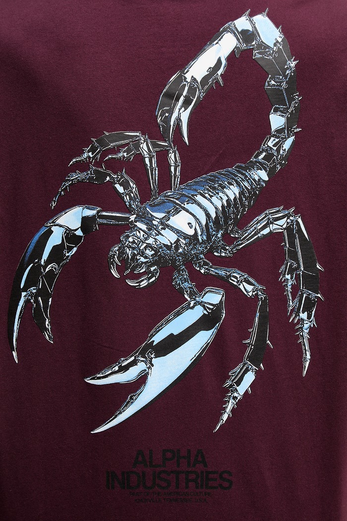 Bavlnené tričko Alpha Industries Scorpion Cyborg 266515 burgundské