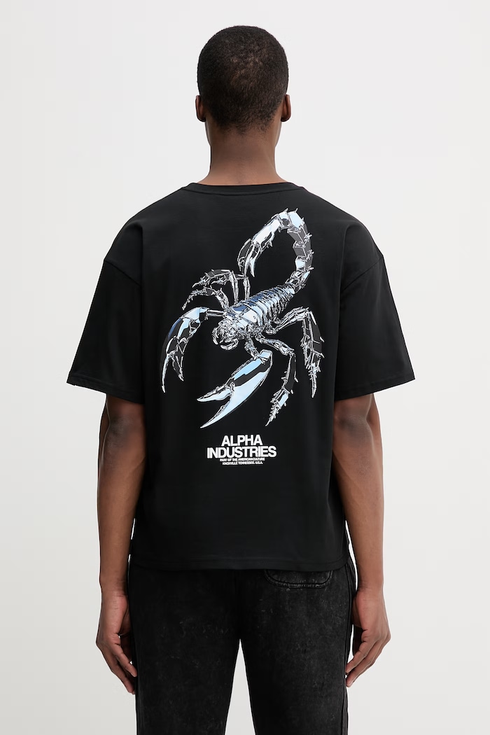 Alpha Industries t-shirt bawełniany Scorpion Cyborg nadruk czarny 266515