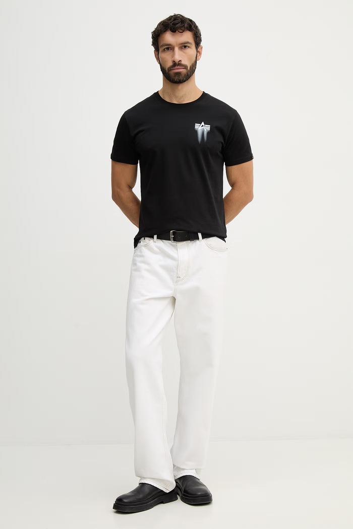 Alpha Industries tricou din bumbac Spray Print 266526 negru SS26