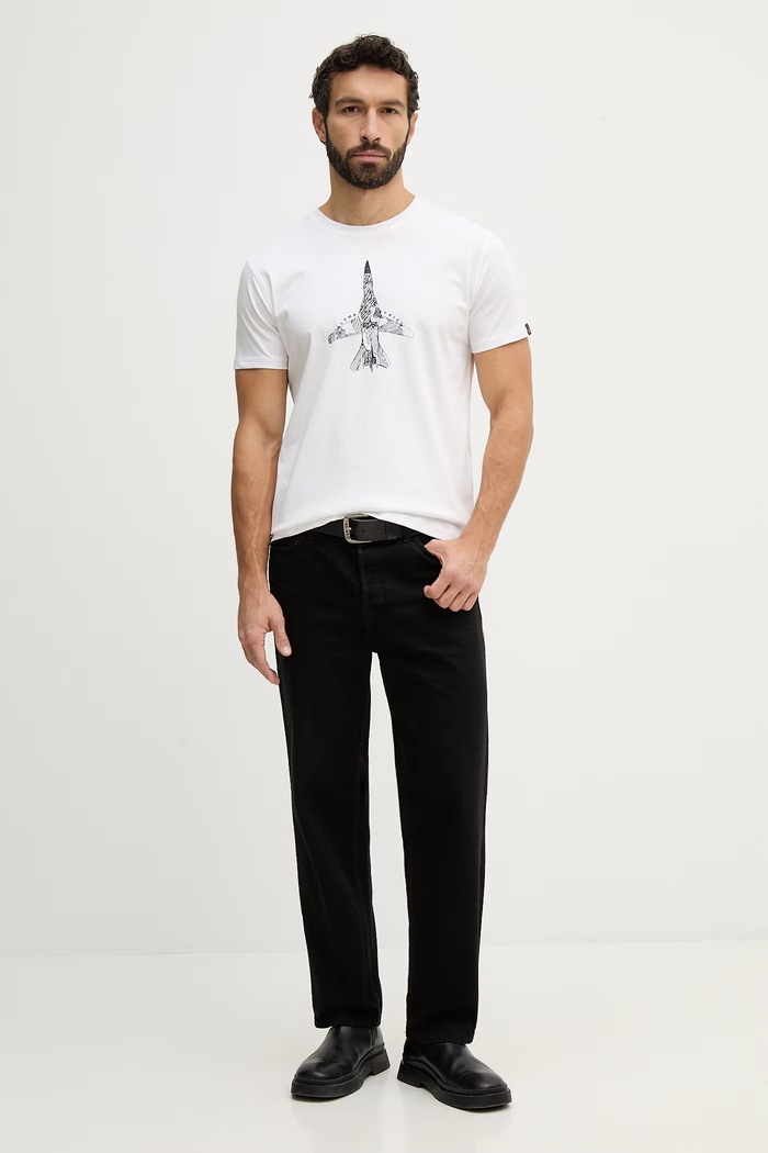 Alpha Industries tricou din bumbac Air Force Sketch 266548 alb SS26