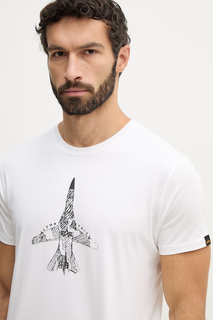 Alpha Industries tricou din bumbac Air Force Sketch alb 266548