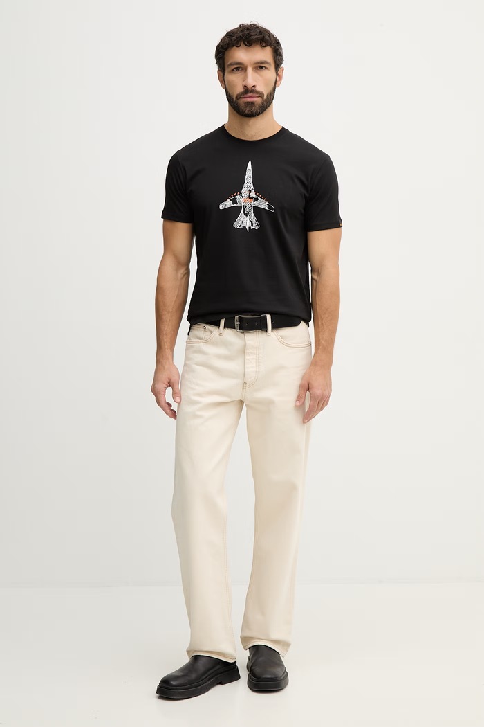 Bavlnené tričko Alpha Industries Air Force Sketch 266548 čierna SS26