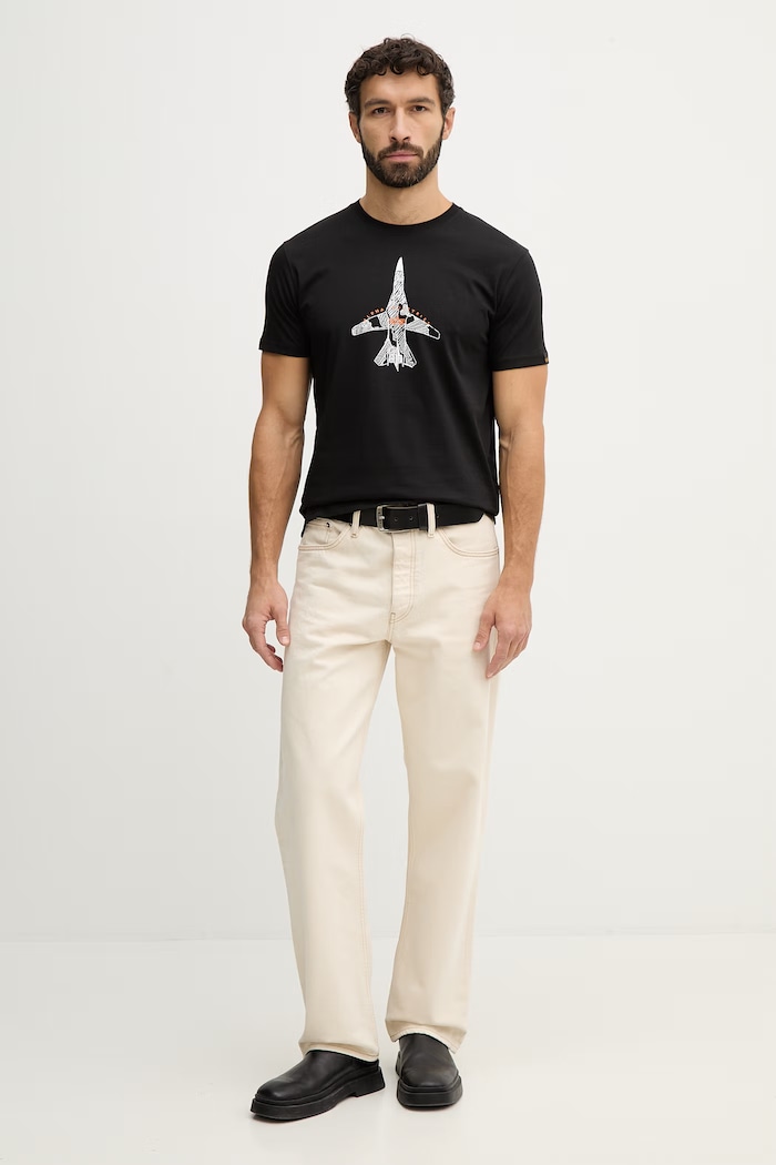 Bavlnené tričko Alpha Industries Air Force Sketch 266548 čierna SS26