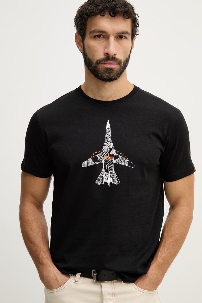 Bavlnené tričko Alpha Industries Air Force Sketch čierna 266548