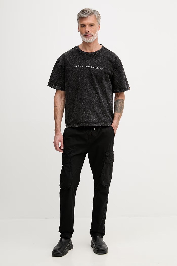 Bavlnené tričko Alpha Industries Acid Logo 258519 čierna SS26